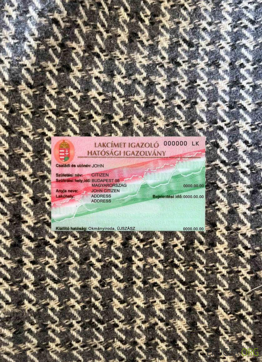 Hongrie certificat preuve de résidence photolook FRONT